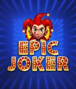 Experience the colorful world of the Epic Joker game by Relax Gaming, highlighting a cheerful joker with a vivid hairstyle against a sparkling blue background. This graphic depicts the fun and excitement of classic slots, ideal for fans of classic casino aesthetics, delivering a charming adventure.