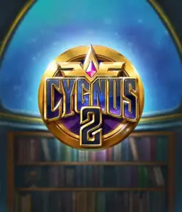 Experience the enchanting artwork of Cygnus 2 Slot by ELK Studios, featuring a spectacular logo with a vibrant design in purple and gold. With a backdrop of a starlit library setting, this graphic evokes the theme of adventure and mystery. 